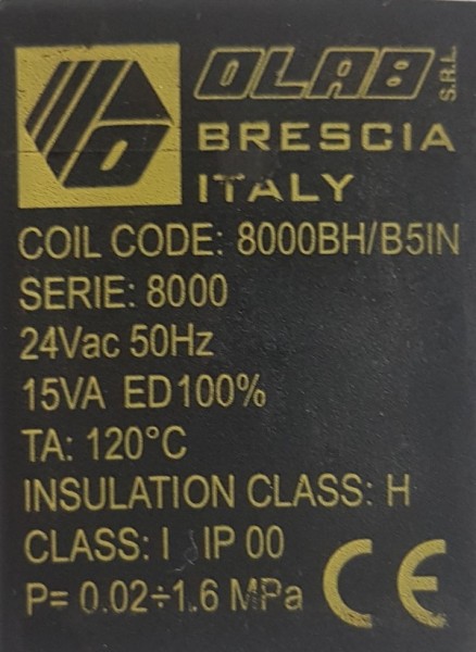 OLAB Solenoid valve brass 1/2" 230V 24V/AC 24V/DC 0,1-15bar NO OLAB Series 7000 normally open