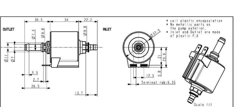 Schwingkolbenpumpe Wasserpumpe Invensys ARS Pumpe 220-240V 50/60Hz 28W 
